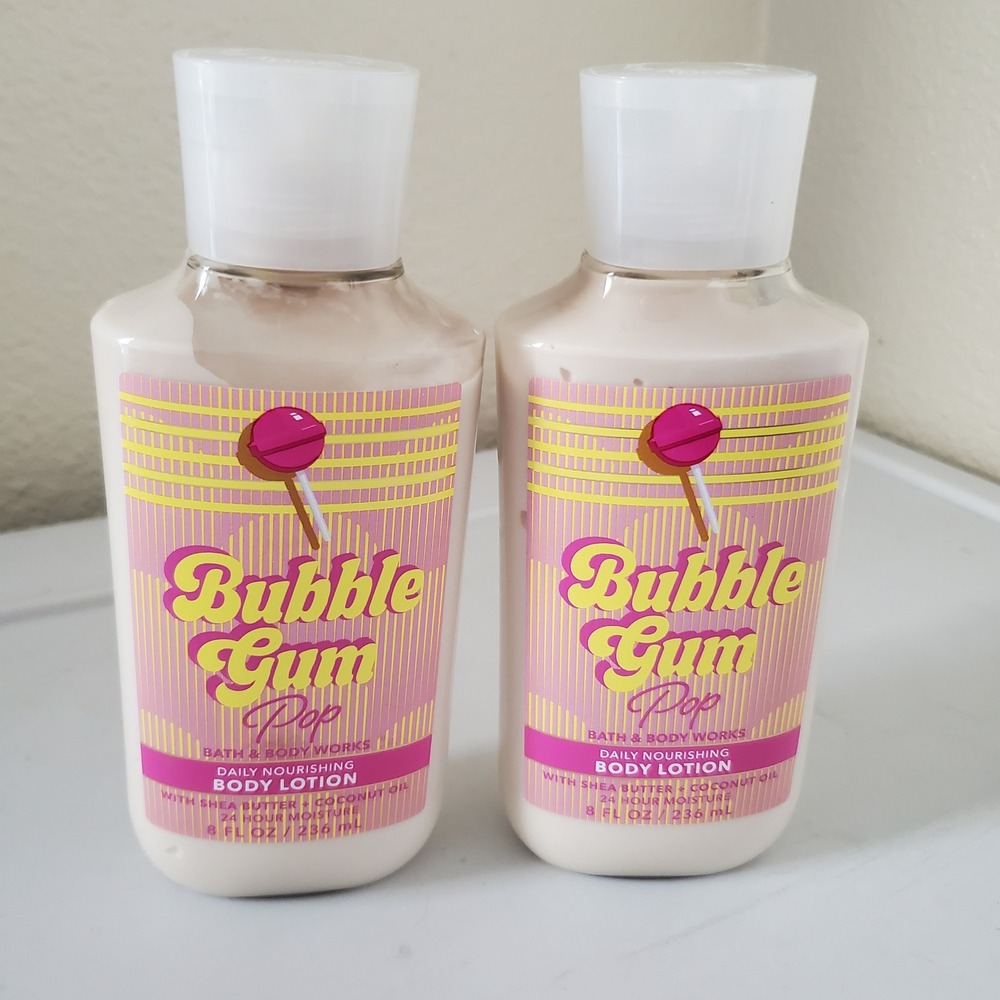 Lot of 2 Bath & Body Works Bubble Gum Pop Daily Nourishing Body Lotion 8oz Each